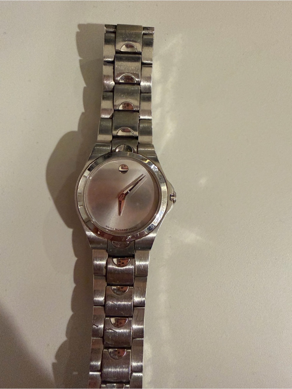 Movado Silver Stainless Steel Minimalist Bracelet Watch